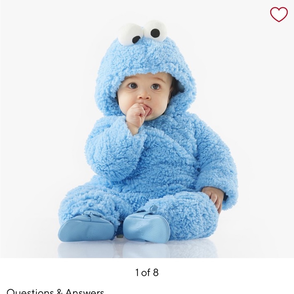 Pottery barn cookie monster Halloween outfit size 6-12 months